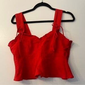 Zara Red Linen Cropped Top